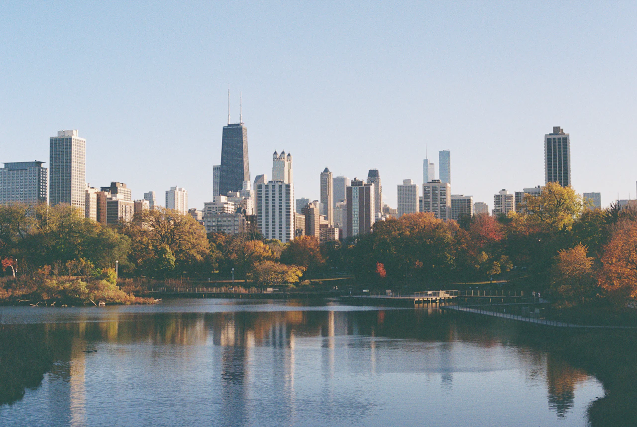 Die Skyline von Chicago am Michigansee